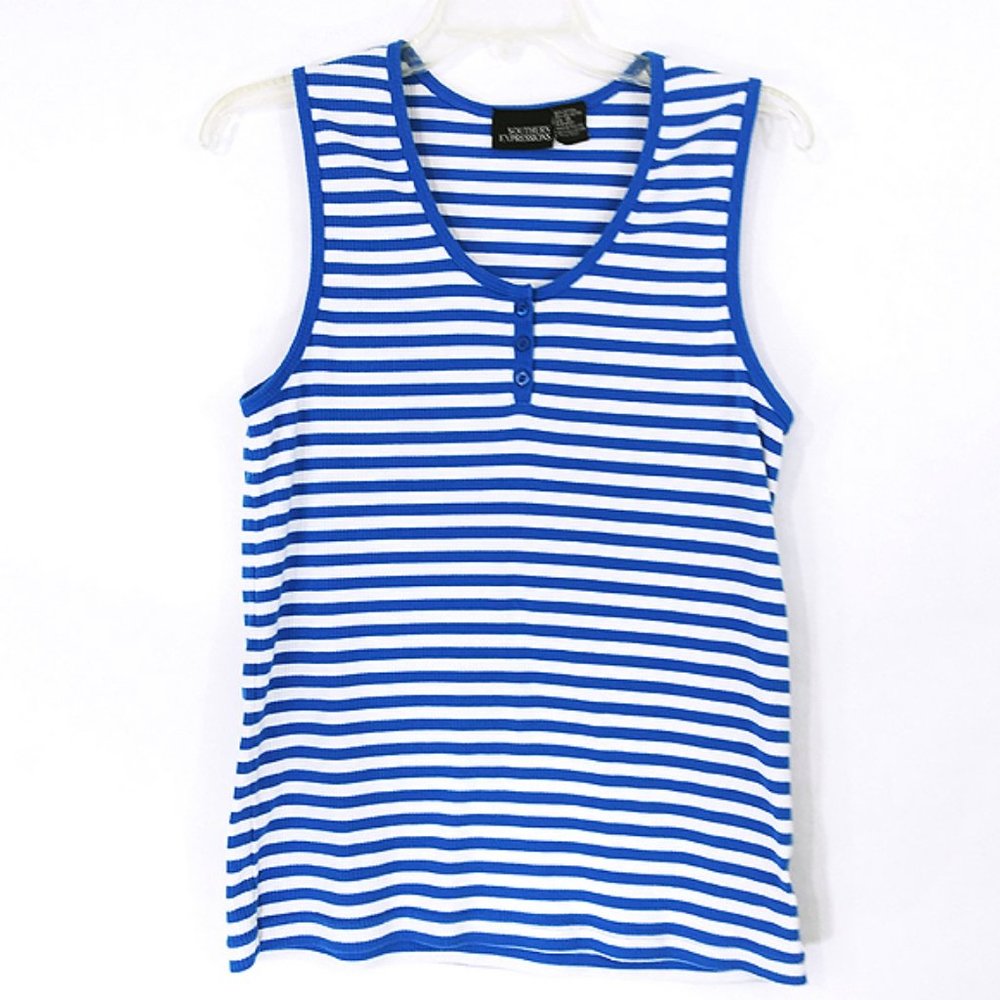 Southern Expressions Blue & White Striped Top | 2X